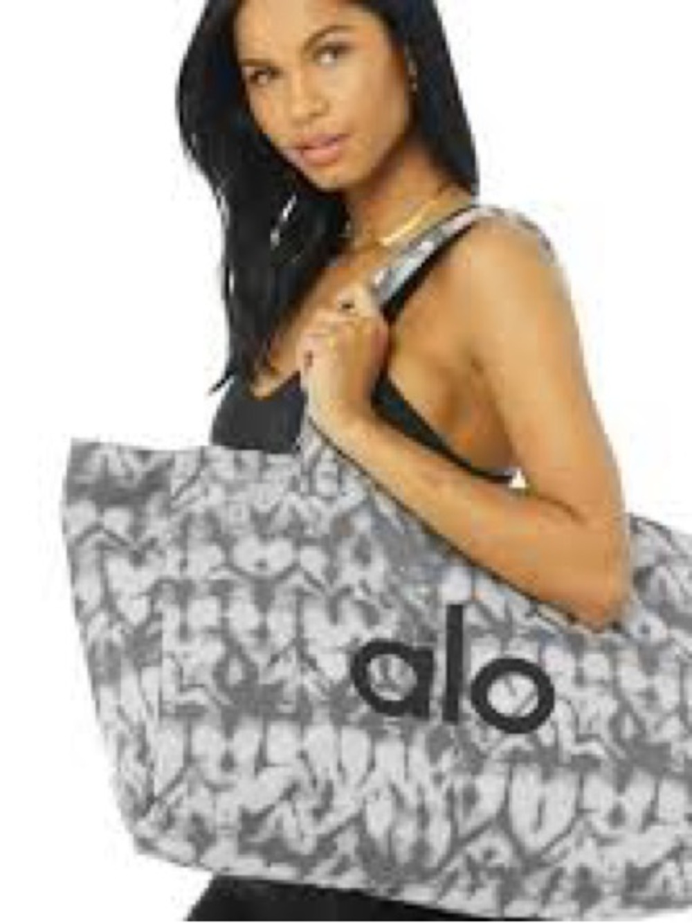 ALO Yoga Gray Patterned Logo Tote
